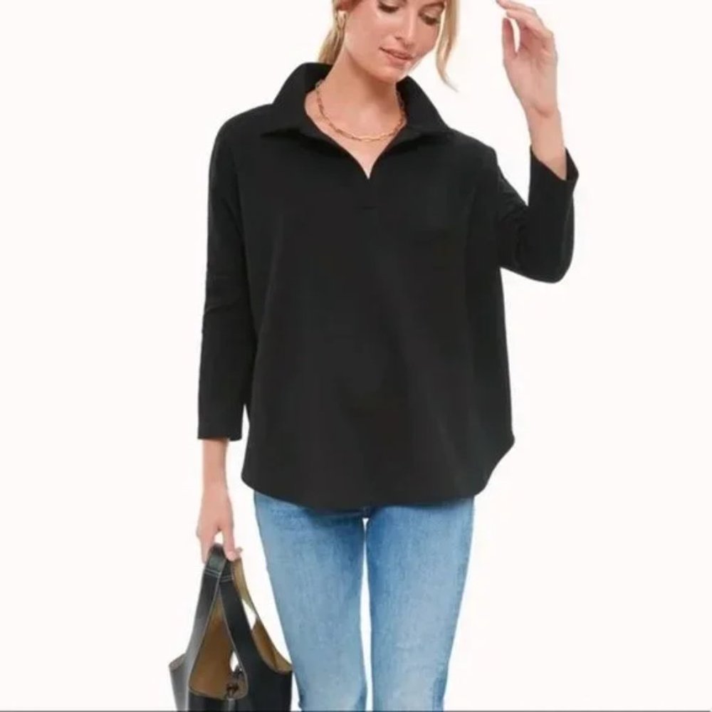Tuckernuck black Easy Polo Swing Sweatshirt M/L